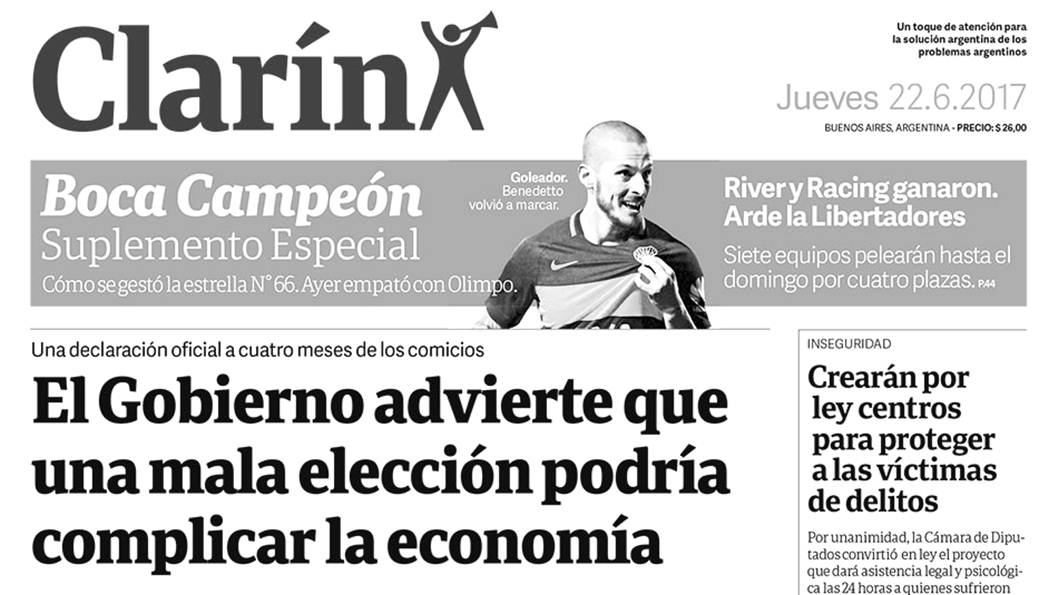 El 71% de las tapas de Clarín fueron a favor del gobierno