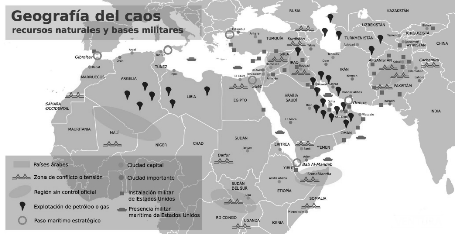 Medio Oriente mapa petroleo bases militares la-tinta