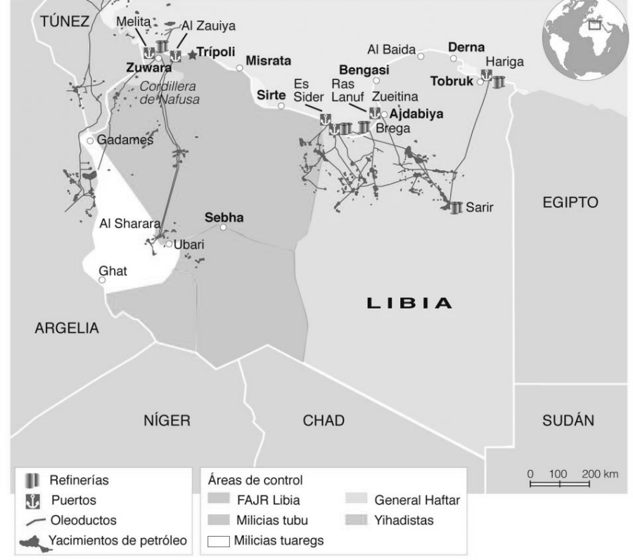 Libia mapa de la guerra la-tinta