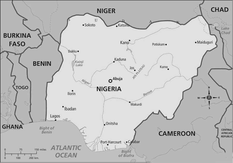 Nigeria mapa la-tinta