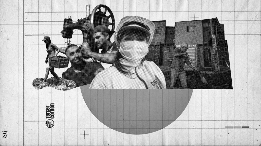 ilustración-collage-economía-popular-trabajadores-barbijo-pandemia