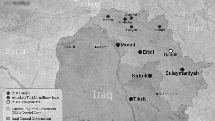 Kurdistan iraqui mapa la-tinta