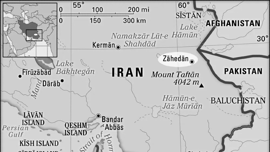 Iran Zahedan mapa la-tinta