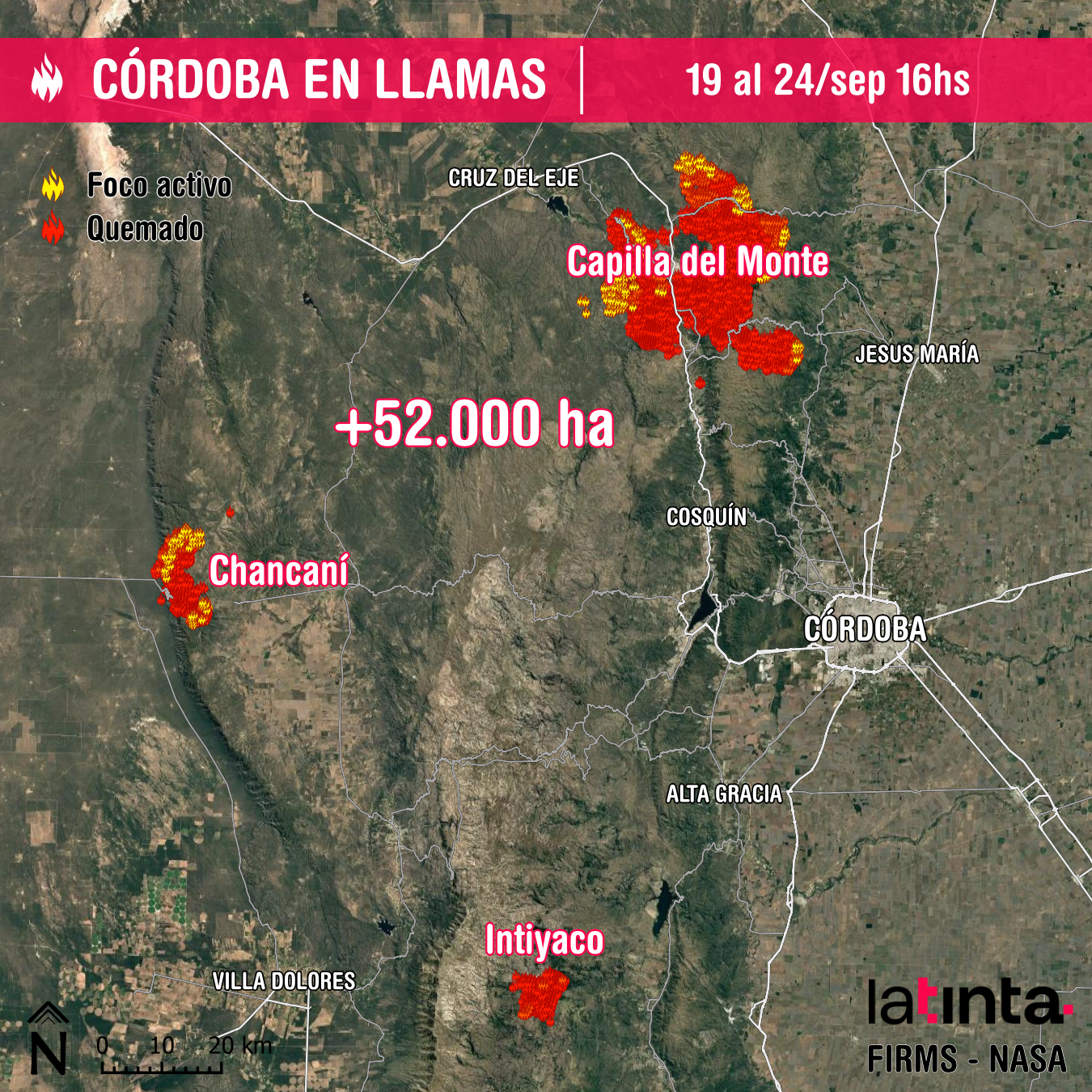 Hectáreas quemadas en Córdoba septiembre 2024